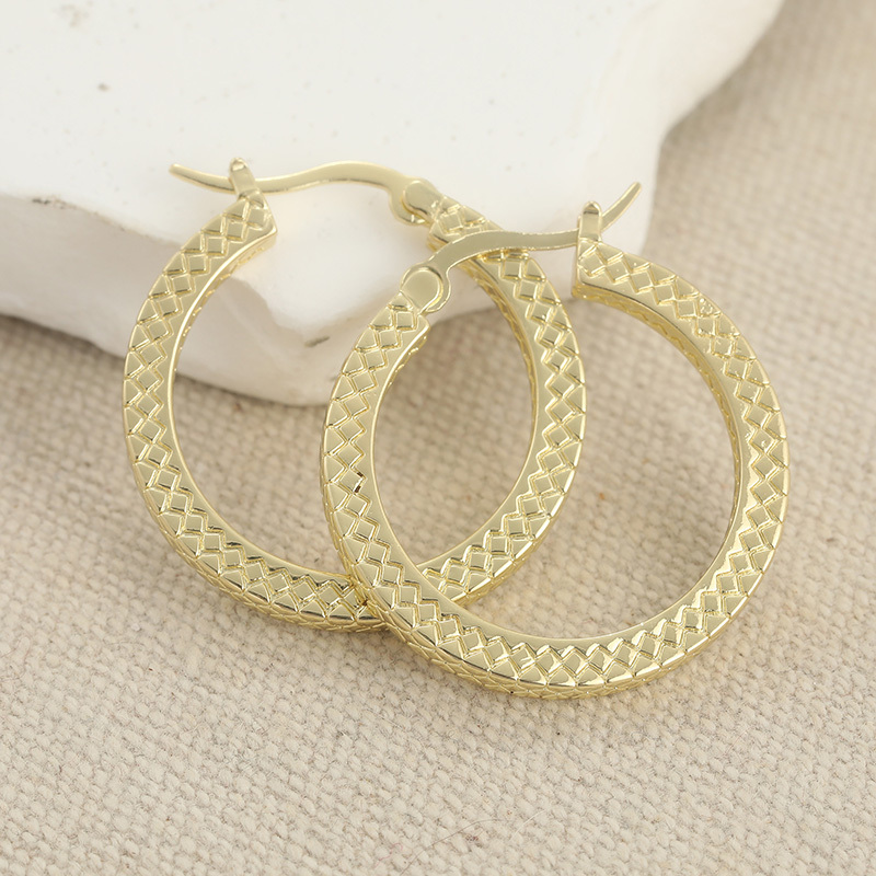 Women's Braided Golden Earrings with Braid Motif